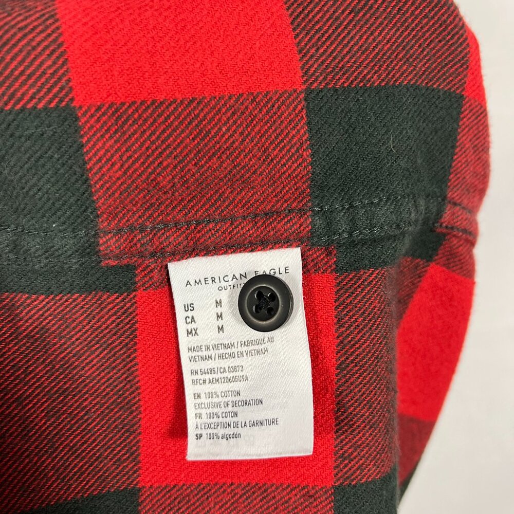 American Eagle Men's Long Sleeve Shirt Size Medium Red Striped - Picture 8 of 9
